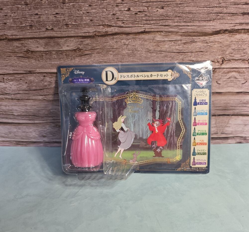 Disney Japan Princess Aurora Animals Dress Bottle Pen Card Set